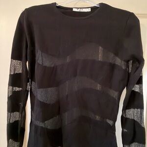 Elegant Black Sheer Stripe Sweater